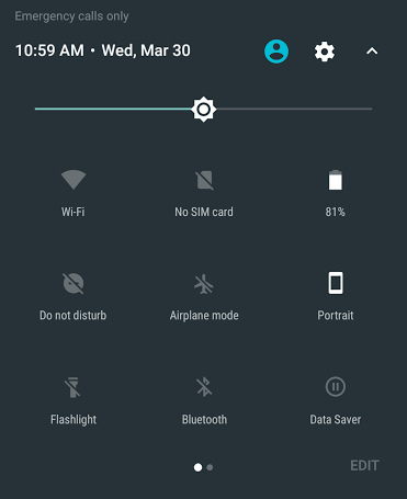 Quick tiles panel in Android