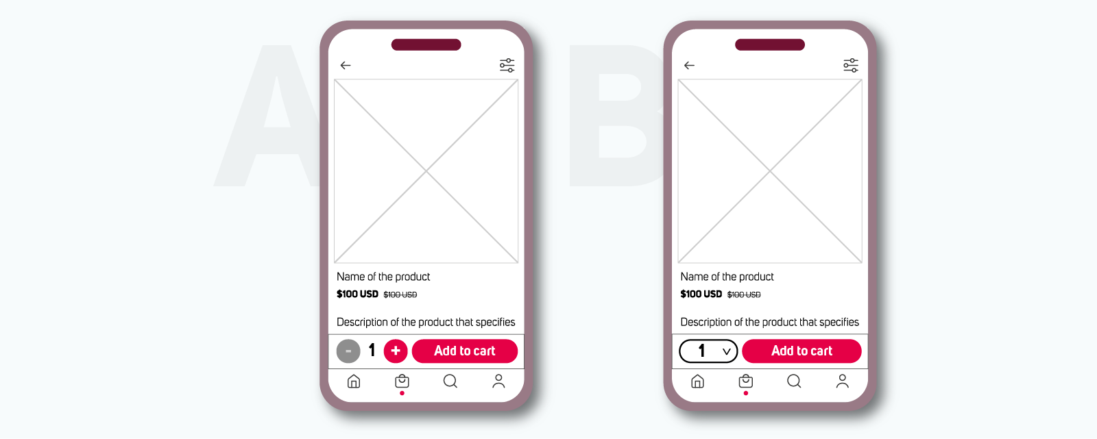 Examples of designs prepared for A/B testing